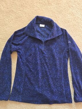 Columbia Women's Deep Blue Patterned Quarter-Zip Fleece Pullover